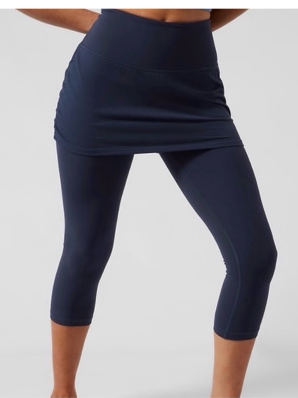 Athleta Elation 2 in 1 Skirted Capri Leggings Navy S